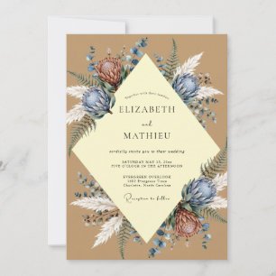 Stahl-Terrakotta-Protea-Sage-Hochzeit Einladung