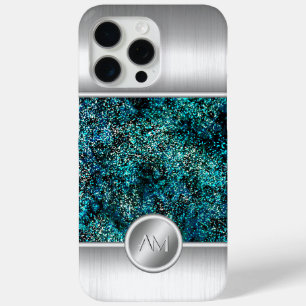 Stahl- und grüner Glitter-Monogramm-Handyhülle Case-Mate iPhone Hülle