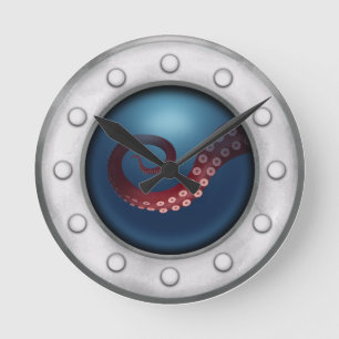 Stahl Unterseeboot Porthole Tiefseetoptopus Runde Wanduhr