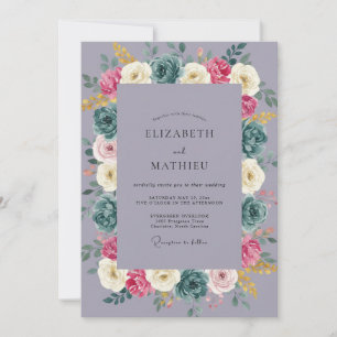 Stahl-Weichrosa-Ranunculus-Eukalyptus-Hochzeit Einladung