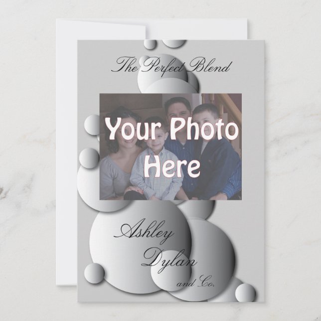 Stahlblasen Blended Family Foto Hochzeit Einladung (Vorderseite)