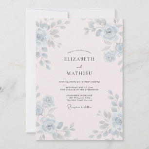 Stahlblaßrosa Blütenhochzeit Einladung