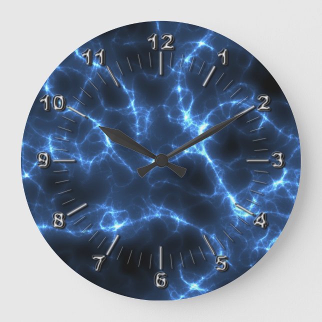 Stahlblau Große Wanduhr (Vorderseite)