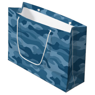 Stahlblau Monocolor Camo Große Geschenktüte