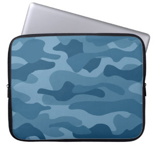 Stahlblau Monocolor Camo Laptopschutzhülle