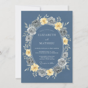 Stahlblau Stunning Vintage-Hochzeit Einladung