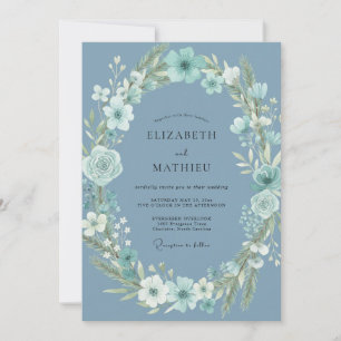 Stahlblaue Anemone Hochzeit Einladung