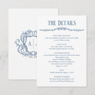 Stahlblaue Details Empfangs Informationen Hochzeit Begleitkarte