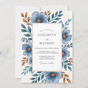 Stahlblaue Majestätische Naturhochzeit Einladung