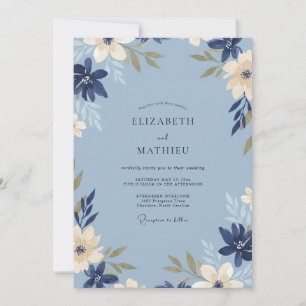 Stahlblaue Navy gestrichene Hochzeit Einladung