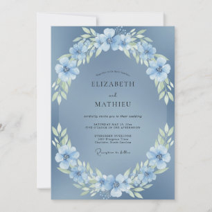 Stahlblaue ruhige Winterhochzeit Einladung