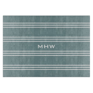 Stahlblaue Streifen für kundenspezifische Monogram Schneidebrett