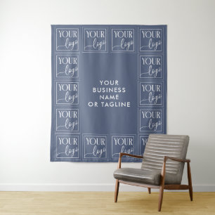 Stahlblauer Hintergrund mit Ihrem Logo und Text Wandteppich