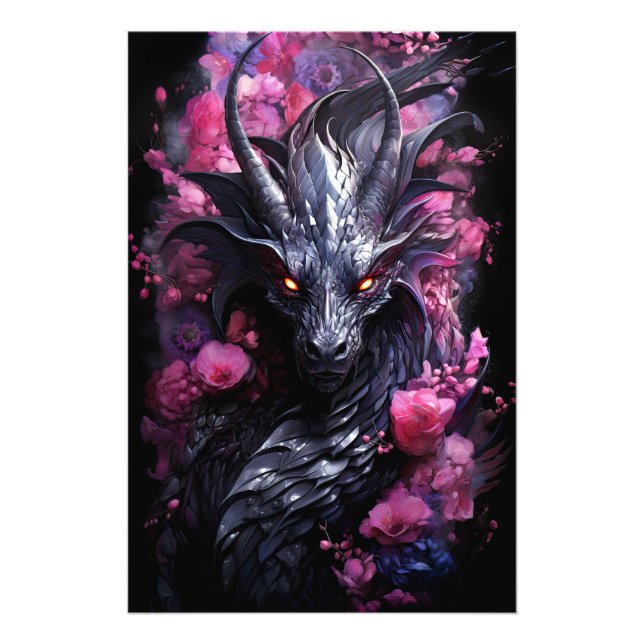 Stahldrache in Blume Fotodruck (Vorne)