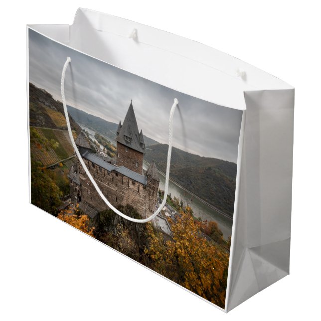 Stahleck Castle Bacharach Deutschland Große Geschenktüte (Rückseite Schrägansicht)