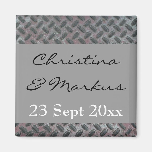 Stahlgitter-Metallmuster Manly Wedding Magnet (Vorne)