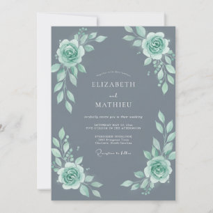Stahlgraue poetische Winterhochzeit Einladung