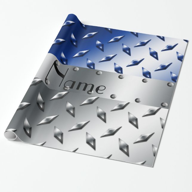 Stahlplatte des personalisierten silbernen blauen geschenkpapier (Ungerollt)