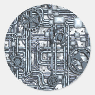 Stahlplatte - Gänge und Rohre - Stahl Runder Aufkleber