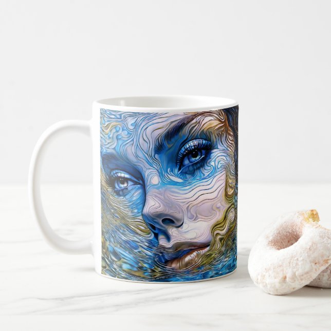 "Stahlschaum" - Frauen im Wasser Kaffeetasse (Mit Donut)