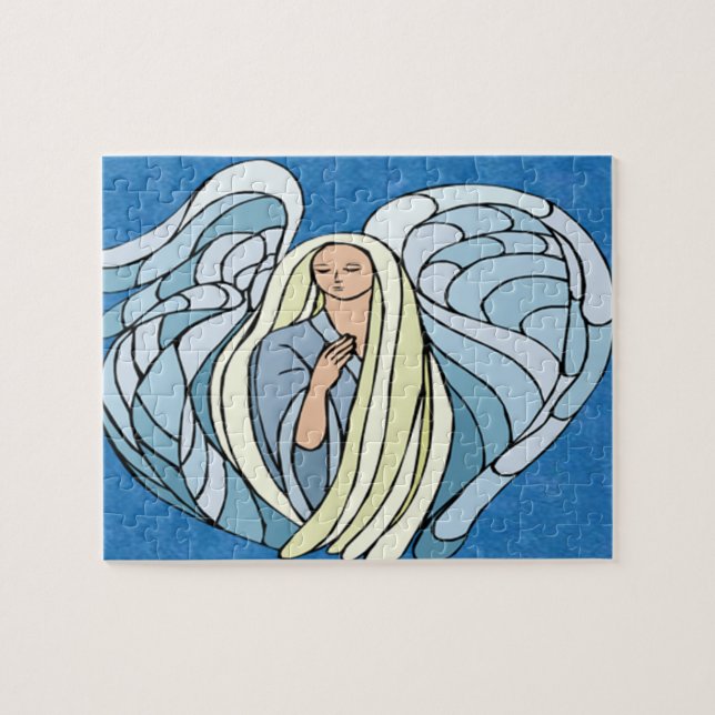 Stain Glass Blue Angel (Horizontal)
