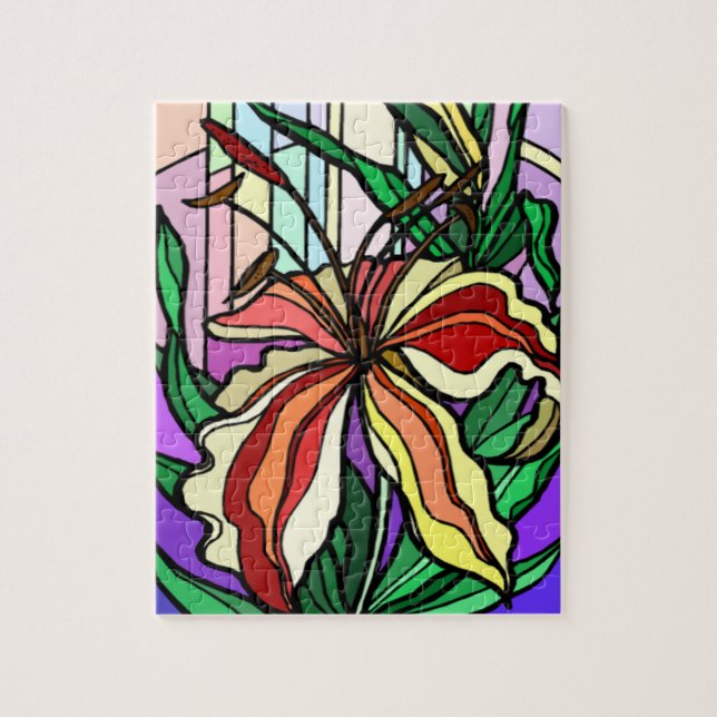 Stain Glass Colorful Liege Blume (Vertikal)