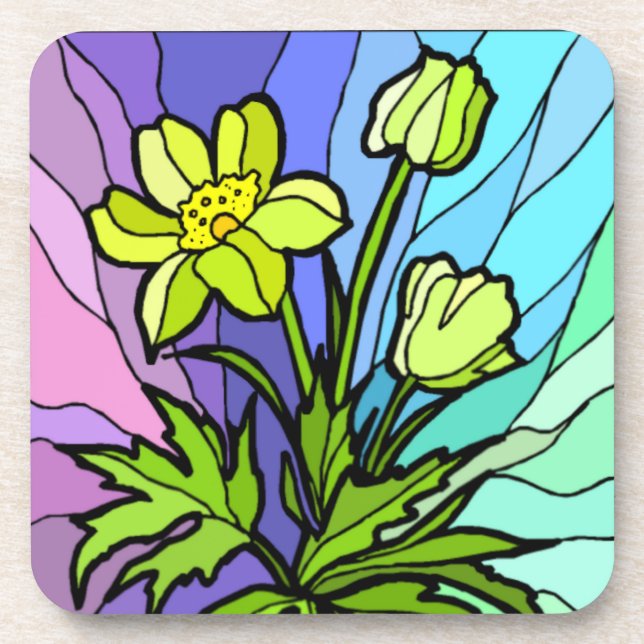 Stain Glass Daisy Untersetzer (Vorderseite)