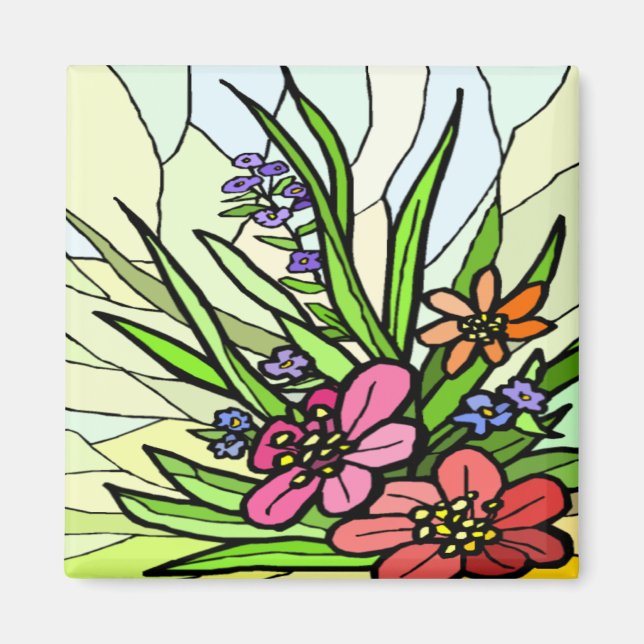 Stain Glass Flower Garden Magnet (Vorne)