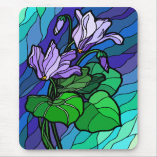 Stain Glass Lila Blume Mousepad