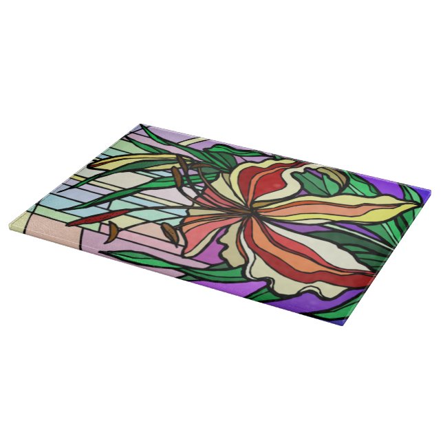 Stain Glass Lilly Cutting Board Schneidebrett (Ecke)