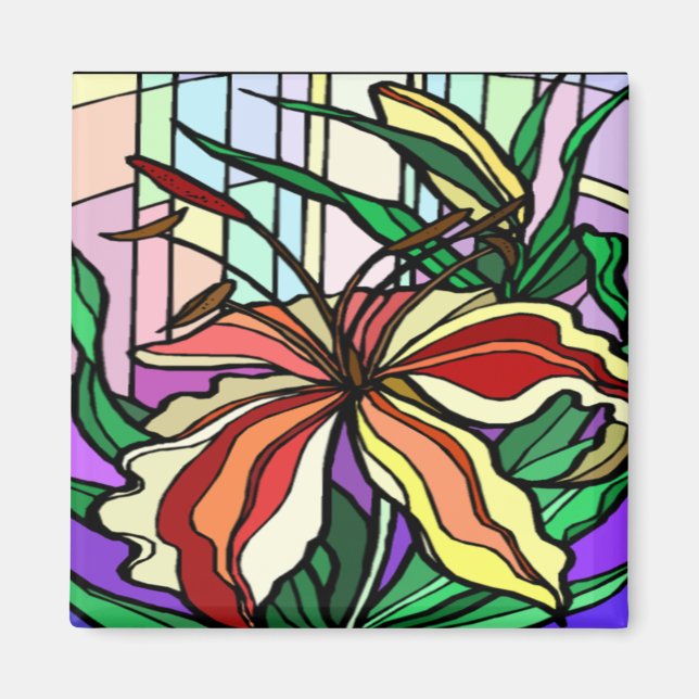Stain Glass Lily Magnet (Vorne)