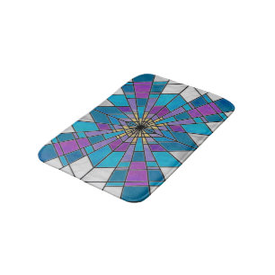 Stain Glass Ray Blau und Lila Badematte