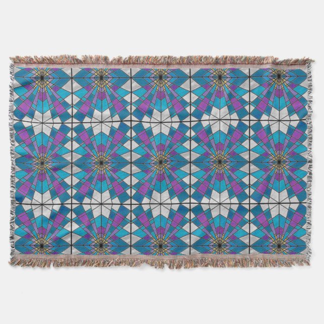 Stain Glass Ray Blau und Lila Decke (Vorderseite)