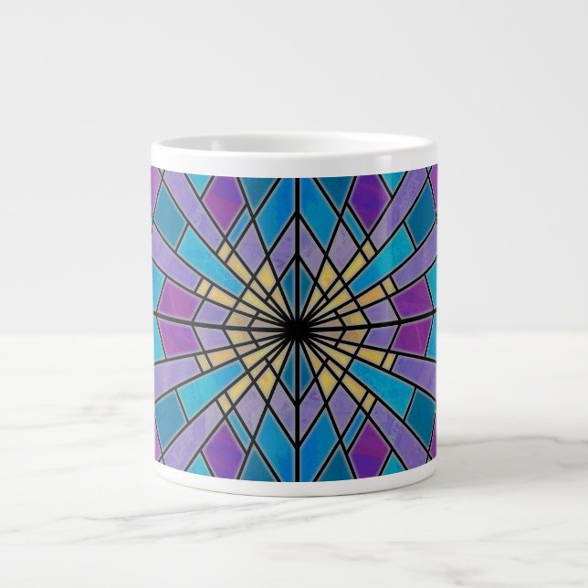 Stain Glass Ray Blau und Lila Jumbo-Tasse (Vorderseite)