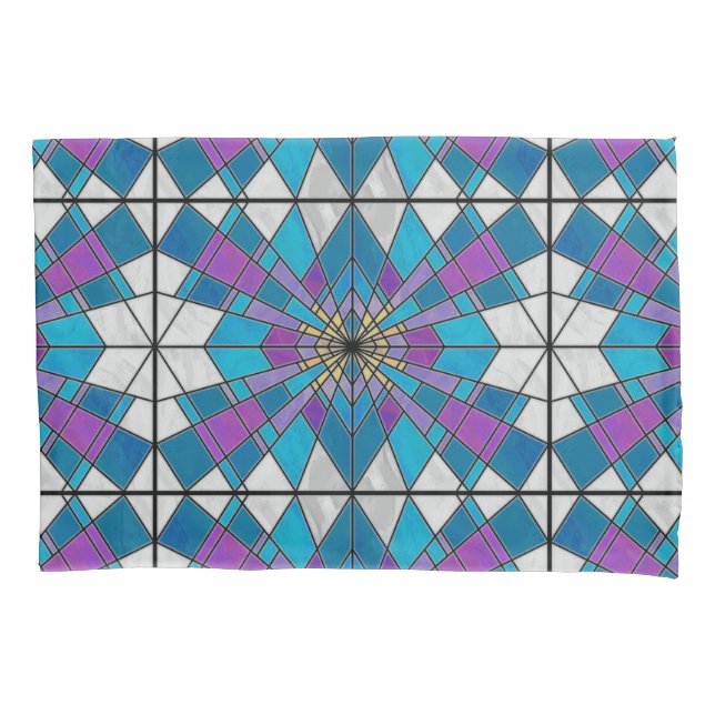Stain Glass Ray Blau und Lila Kissenbezug (Vorderseite)