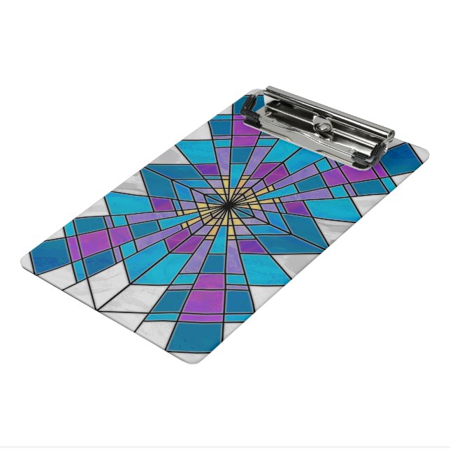 Stain Glass Ray Blau und Lila Mini Klemmbrett (Gewinkelt3)