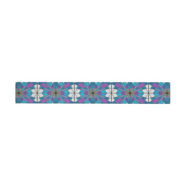 Stain Glass Ray Blau und Lila Rundum-Adressaufkleber (Person)