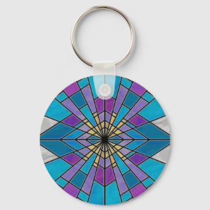 Stain Glass Ray Blau und Lila Schlüsselanhänger