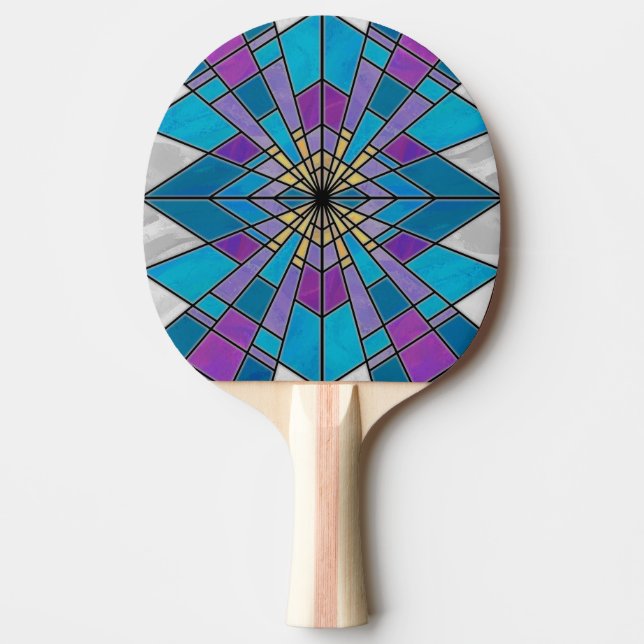 Stain Glass Ray Blau und Lila Tischtennis Schläger (Vorderseite)