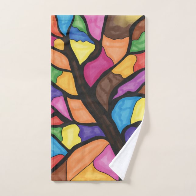 Stain glass tree art  (Serviette à main)