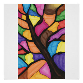 Stain glass tree art  poster