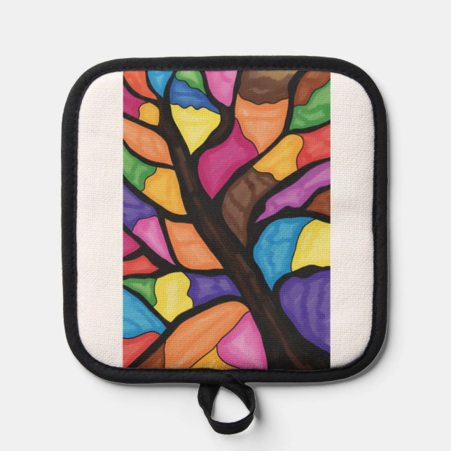 Stain glass tree art  topflappen (Vorderseite)