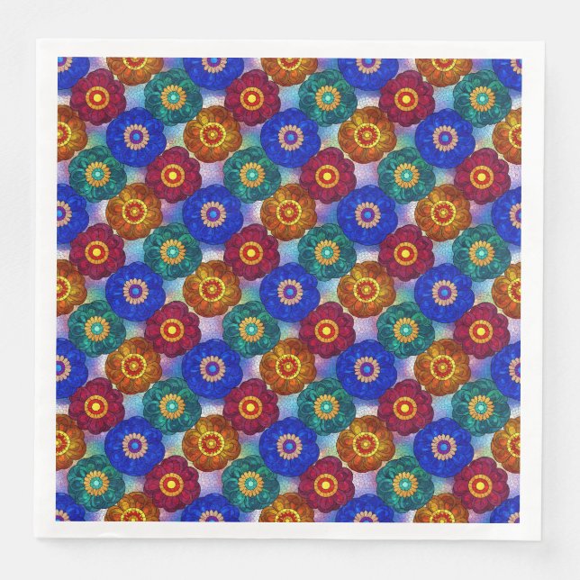 Stained Glass Abstract Red Green Blue Orange Serviette (Vorderseite)