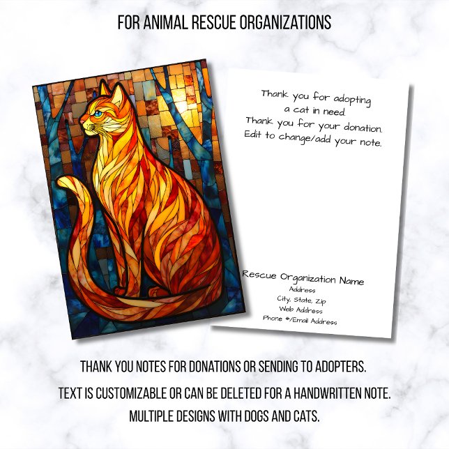 Stained Glass Animal Rescue Organization OrangeCat Dankeskarte (Von Creator hochgeladen)