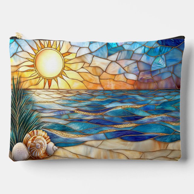 Stained Glass Beach Sunset Accessory Pouch Zubehörtasche (Vorderseite)