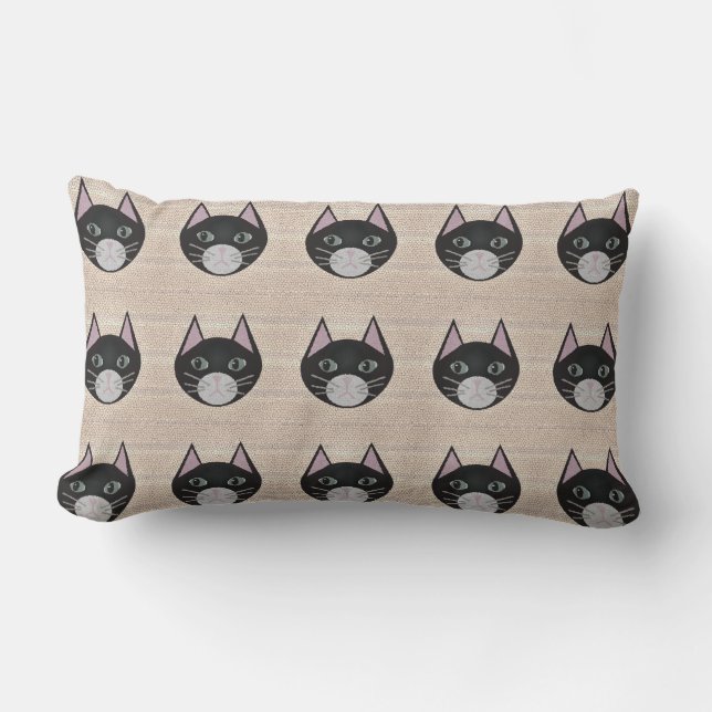 Stained Glass Black Cat, Beige Lendenkissen (Vorderseite)