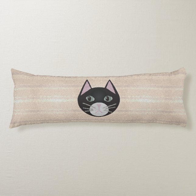 Stained Glass Black Cat, Beige Seitenschläferkissen (Vorderseite)