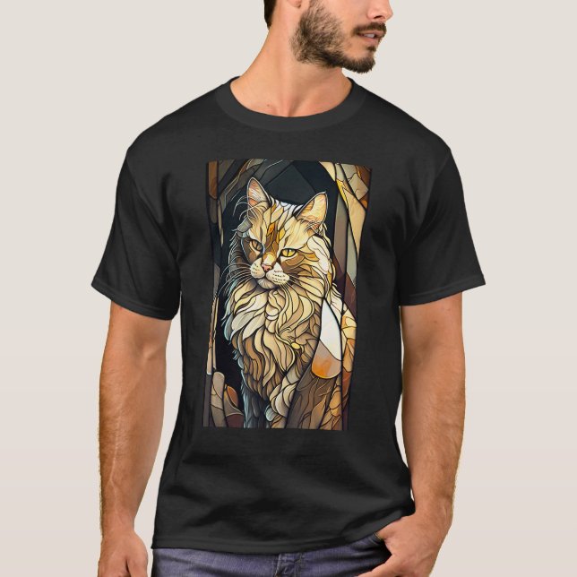 Stained Glass Buff Cat T-Shirt (Vorderseite)