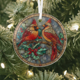 Stained Glass Cardinal Christmas Magic  Ornament Aus Glas
