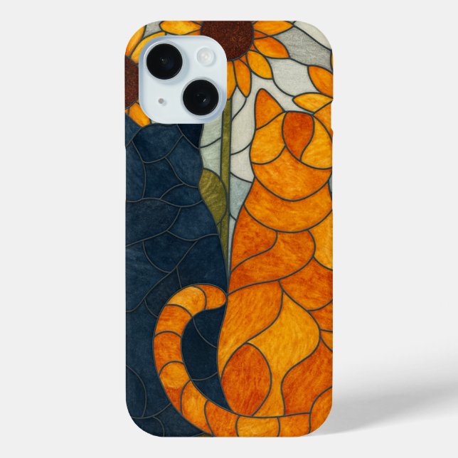 Stained Glass Cats and Sunflowers Art Design Case-Mate iPhone Hülle (Rückseite)